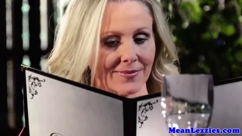 Milf fingers ass and pussy during dinner