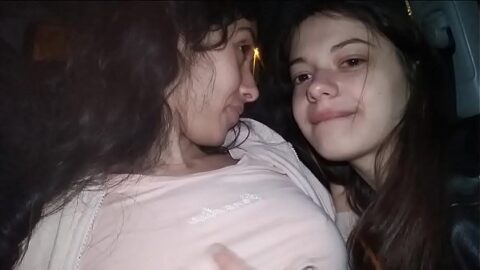 Threesome sex with two s in car!!! Cum in mouth and swallow