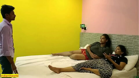 Desi mature girls rough sex with young boy! Indian threesome sex