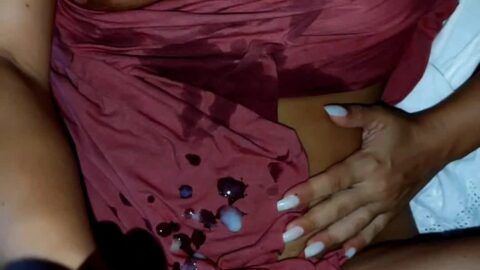 PISS IN MY PUSSY – Italian pissed, spit and cummed back home with soaked shirt