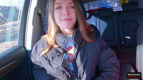 Russian Hitchhiker Blowjob for Money and Swallow Cum – Russian Public Agent