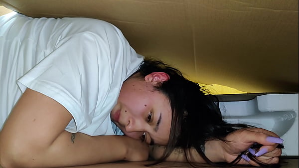 Step Sister Gets Anal Creampie Through Hole In Box