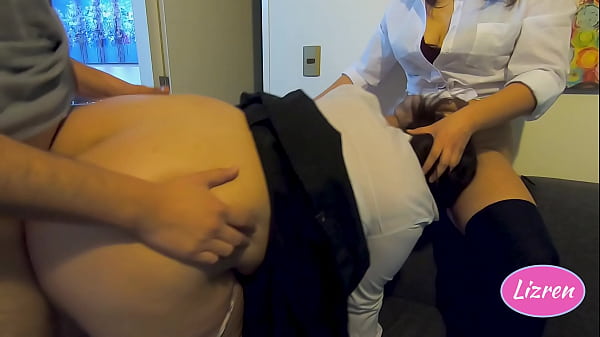 Two students suck the teacher’s dick