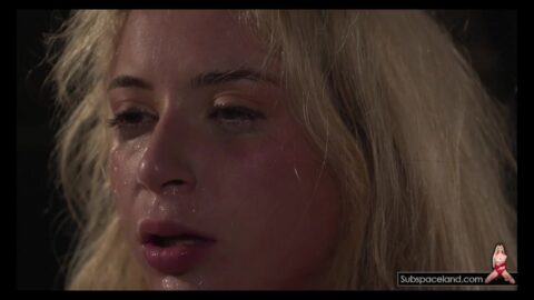 Beautiful blonde gets hard pussy fucked with fuck machine during bondage sex