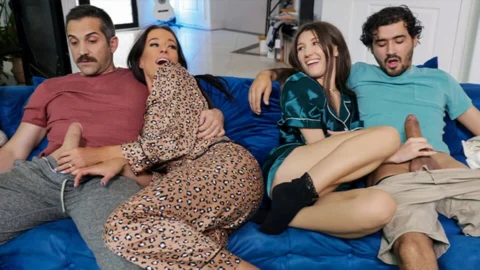 Family Strokes – My Stepmom and My Girlfriend Join Pussies To Make My Stepdad and I Fail No Nut November!