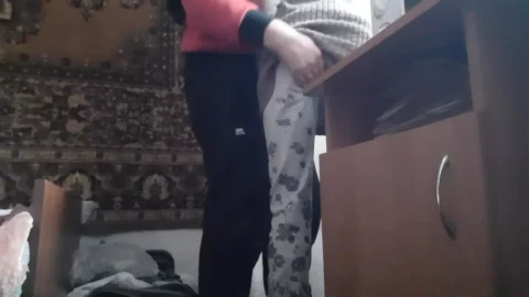My neighbor and I are hiding from our parents at the table to cum quickly – Lesbian illusion