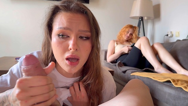 POV: Stepsister’s friend lost her mouth in cards. Cum in her mouth