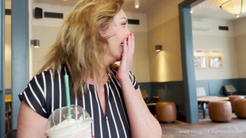 Public POV Blowjob From Hot Big Tits MILF Julia North Inside Coffee Shop