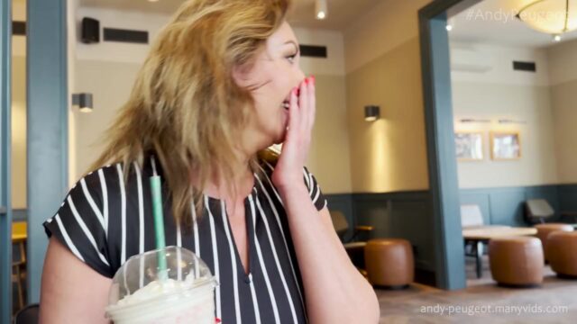 Public POV Blowjob From Hot Big Tits MILF Julia North Inside Coffee Shop