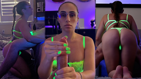 Giving the guy I met at a rave a glow in the dark Titfuck after he took me home