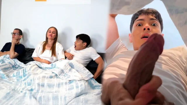 I MASTURBATE MY STEPSON NEXT TO MY HUSBAND, I MAKE HIM CUM AND THEN I GIVE HIM MY ASS