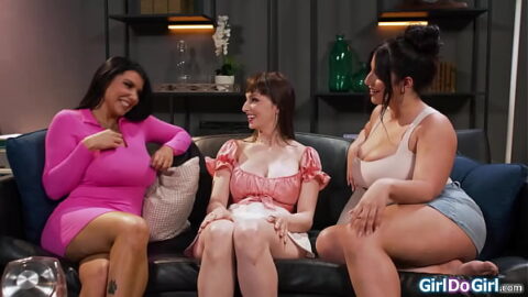 They left so why not make our own fun.Busty milfs Lexi Luna,Sarah Arabic and Romi Rain decide to lick each others pussy to get an orgam for once