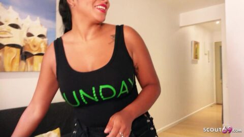 GERMAN SCOUT – Curvy Latina Amy Amor with Big natural Tits and Butt Pickup for Casting Fuck