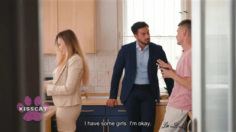 Family House S1E4: Step mom Karina King shares Step son’s cock with her Step sister Kisscat in Forbidden 3some sex