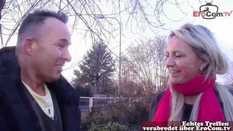 German blonde housewife approached on the street for sex