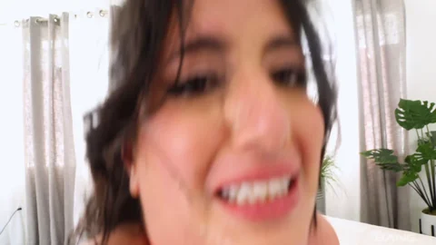 Takes on Two Huge Cocks Deepthroat Facial 3some