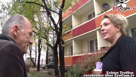 German tall housewife approached and fucked by grandpa on the street
