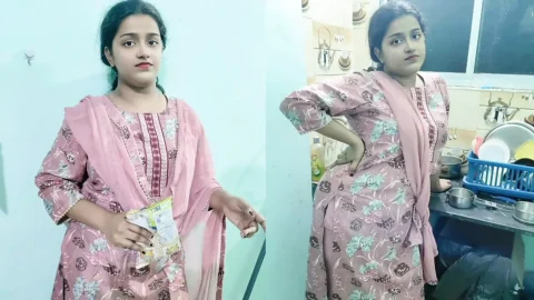 Maid aunty was sick so she sent her virgin step-daughter for work today