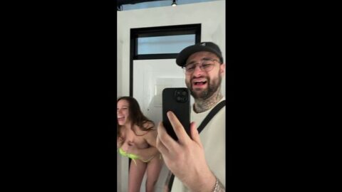 My friend’s mother hot takes me into a fitting room! * Milf*
