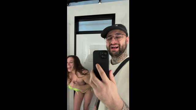 My friend’s mother hot takes me into a fitting room! * Milf*