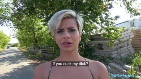 Public Agent Busty crazy MILF in hot sloppy blowjob and public fuck