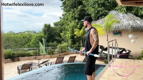 Reverse Gangbang! Stephanie, Alexa & I Drain Pool Boys Cock