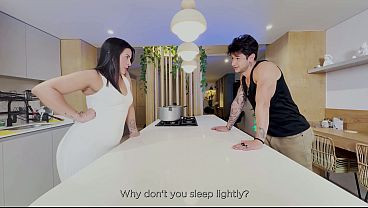 Stepmother receives unexpected sex in the kitchen with a huge internal ejaculation