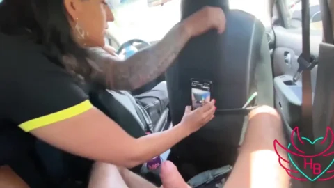Sucked Her Stepson While the Cuckold Was Driving