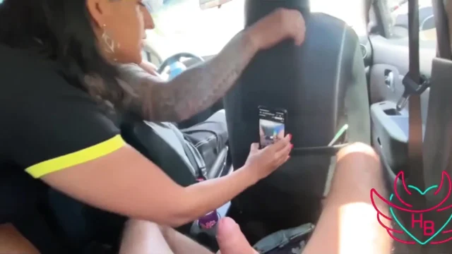 Sucked Her Stepson While the Cuckold Was Driving