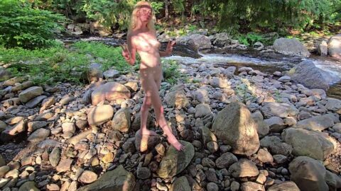 Hot Blonde Naked in Public Sucking Cock