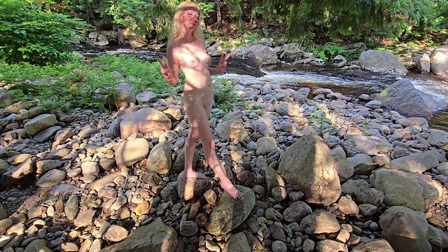 Hot Blonde Naked in Public Sucking Cock