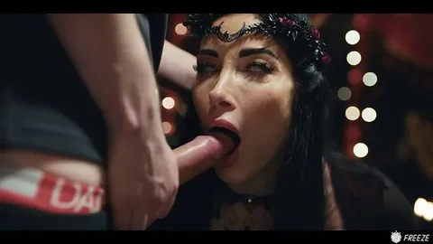 Brunette Swallows Cum in Time-Stop Facefuck