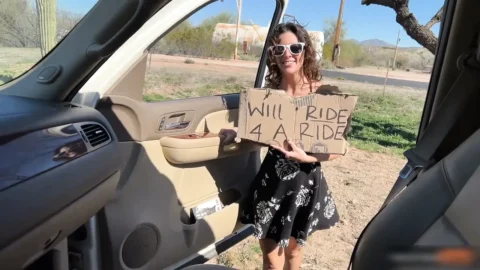 Hot Hitchhiker with no Panties- ‘will Ride 4 a Ride’