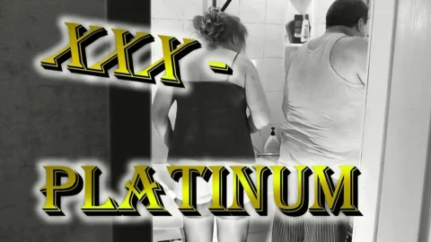 Naturists Home nudism. Adult neighbour shaves in bathroom while virgin naked girl takes shower. Old young. Natural tits Ass Milf