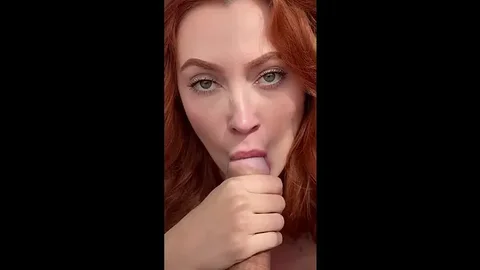 Redhead performs oral in intimate close-up