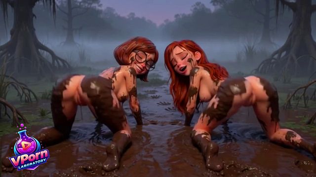 Velma and Daphne taking a mud bath