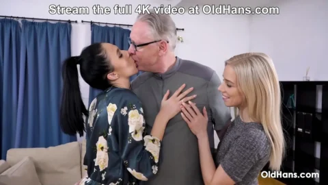 You Wanna Fuck Us Both, Don’t You Grandpa? Hot Threesome at OldHans