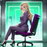 Boss in Purple Suit Adjusts Skirt in Private
