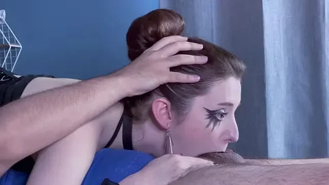 Goth Deepthroat and Throat Creampie