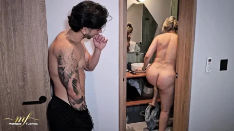 I arrive soaked from the rain but my stepson makes me  even wetter with his cum – Monique Fuentes & Zack Whiter