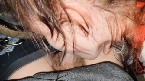Pretty teen drains my big dick in the car!