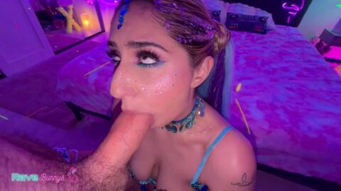 Tattooed Rave Beauty Dahlia Noire Takes Over A UV Glow Party Hookup!