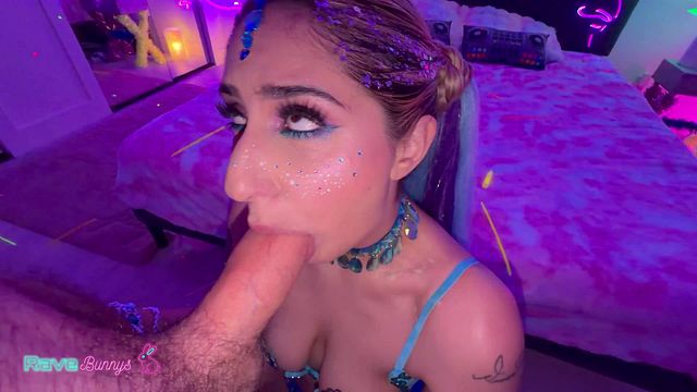 Tattooed Rave Beauty Dahlia Noire Takes Over A UV Glow Party Hookup!