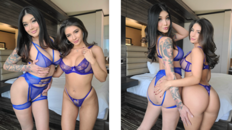 Asian Princess Brenna Sparks and Hot Latina Tru Kait Fucking Huge Cock in Threesome