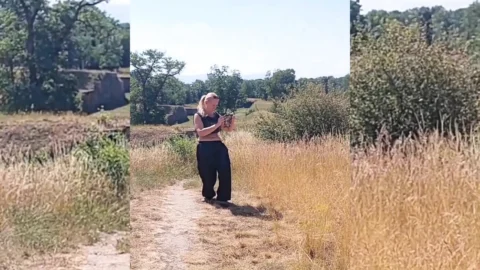 Blonde Mature Wife Enjoys It Naked Outdoors