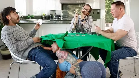 Curvy Tattooed Redhead Deepthroats One Cock While Getting Railed From Behind