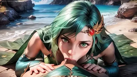 Facial and outdoor creampie in fantasy scene