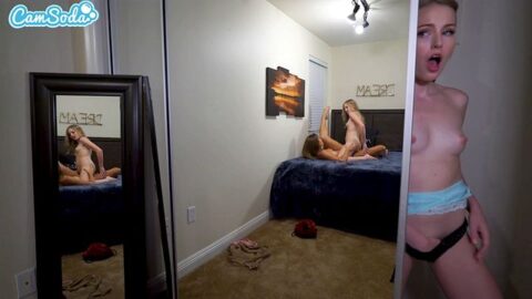 Petite Cutie Masturbates While Watching Stepsister Scissor Another Girl To a Moaning Orgasm