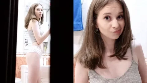 Stepsibling caught in bathroom infidelity