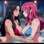 Two lesbian girls taking hot bath and playing together Hentai Anime